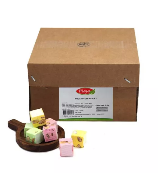 MEYVA - NOUGAT CUBE ASSORTI (AMANDE) - ORIGINE FRANCE - 3KG